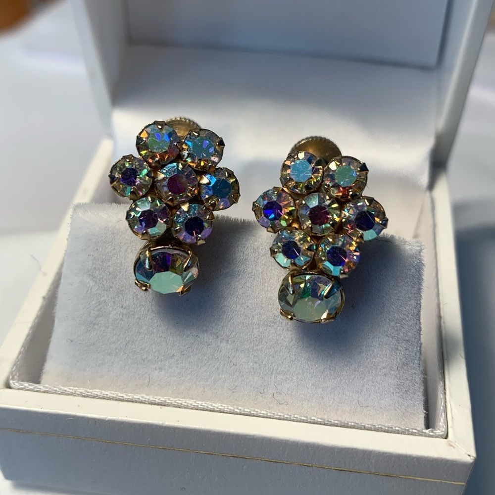 Signed SHERMAN Flower AB Earrings